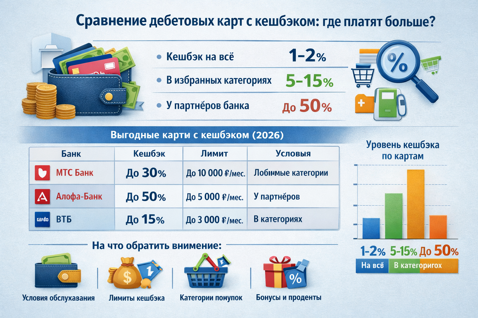 Сравнение дебетовых карт с кешбэком: где платят больше?