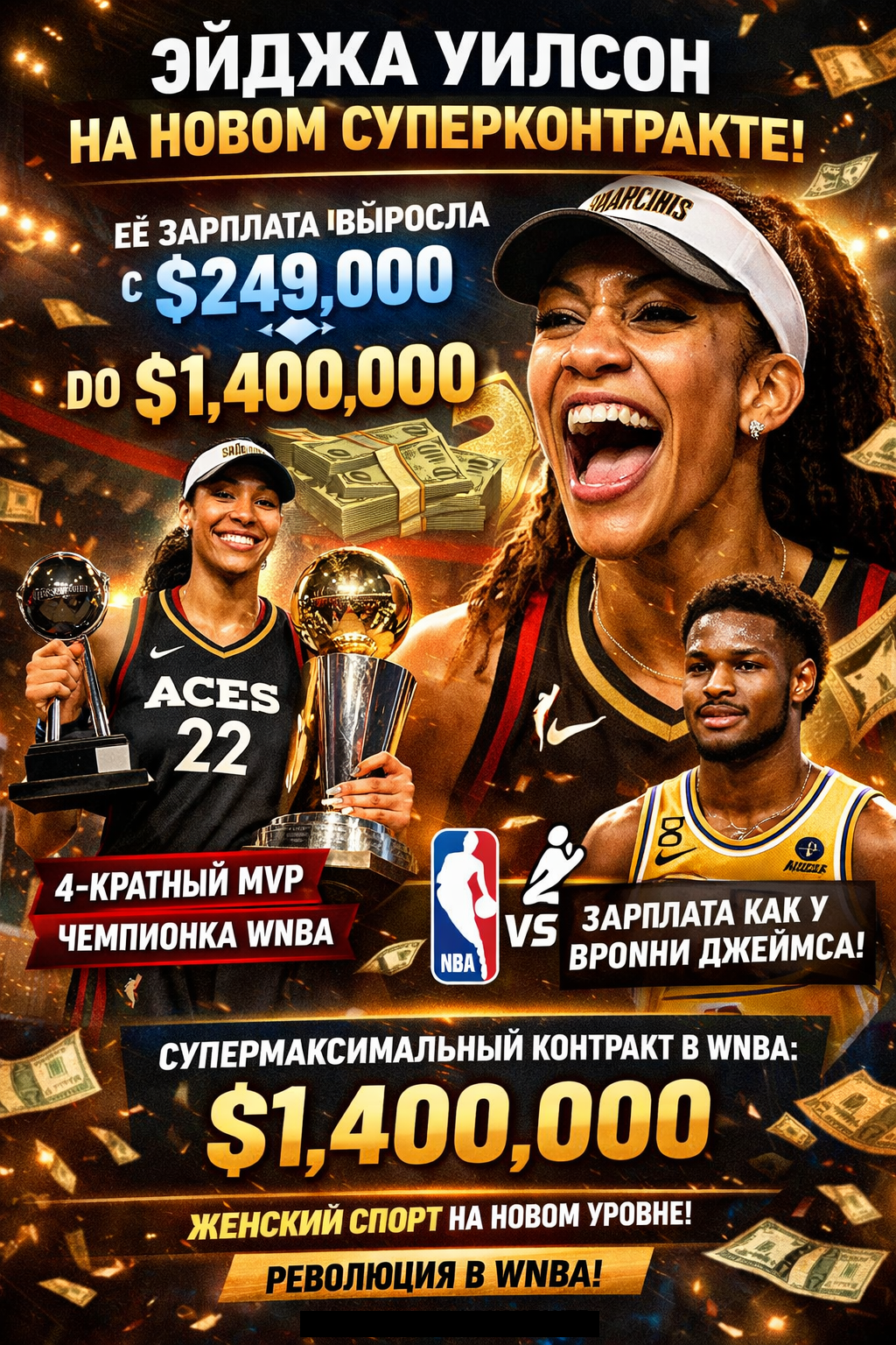 Революция зарплат в WNBA: Эйджа Уилсон выходит на новый уровень