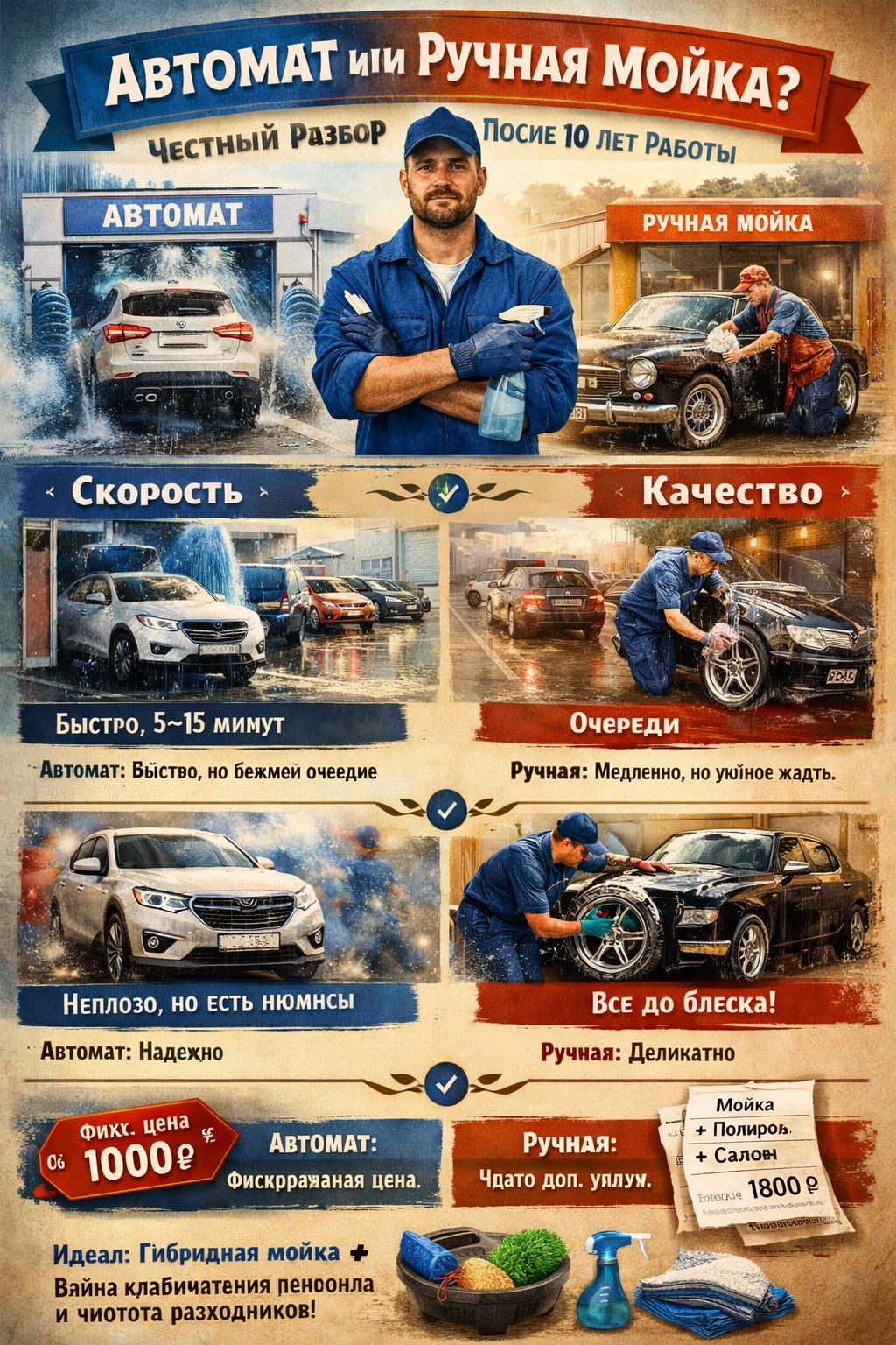Что лучше: автоматическая мойка или ручная? Взгляд изнутри